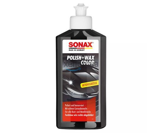 SONAX Polish +Wax Color черный полироль тефлон с воском 250 мл, Цвет: Черный, Объем: 250 мл