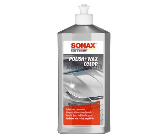 SONAX Polish +Wax Color серый (серебристый) полироль тефлон с воском 500 мл, Цвет: Серый, Объем: 500 мл