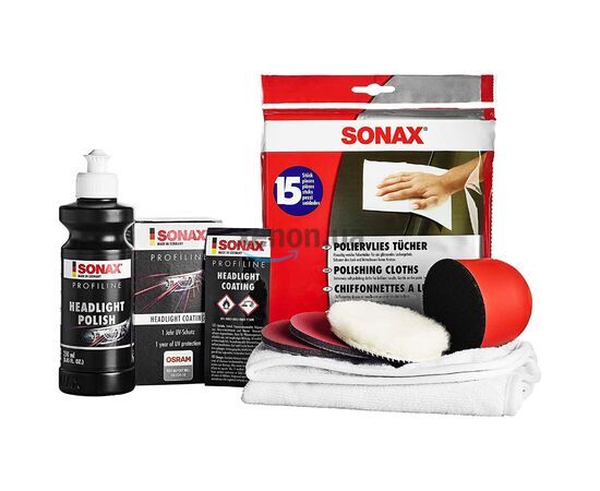 SONAX PROFILINE Headlight Restoration Kit набор для реставрации и защиты пластиковых фар 325 мл