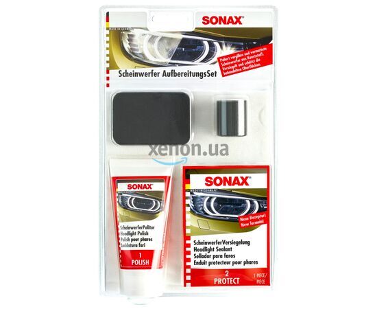 SONAX Headlight Restoration Kit набір для реставрації та захисту пластикових фар 89 мл