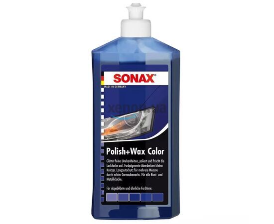 SONAX Polish +Wax Color синий полироль тефлон с воском 250 мл, Цвет: Синий, Объем: 250 мл