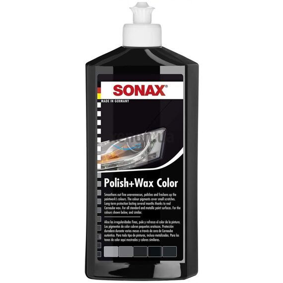 SONAX Polish +Wax Color черный полироль тефлон с воском 250 мл, Цвет: Черный, Объем: 250 мл, изображение 2