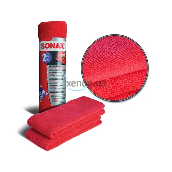 Набор салфеток из микрофибры для кузова, красные, 2 шт., 40x40 см, Sonax Microfibre Cloths Outside (416241), изображение 5