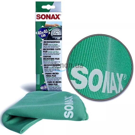 Салфетка для салона, пластика и стекла, 40x40 см, Sonax Microfibre Cloth Plus (416500)