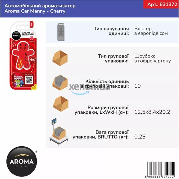 Ароматизатор Aroma Car Manny Cherry: соковитий аромат вишн, зображення 3 Ароматизатор Aroma Car Manny Cherry: соковитий аромат вишн, зображення 3