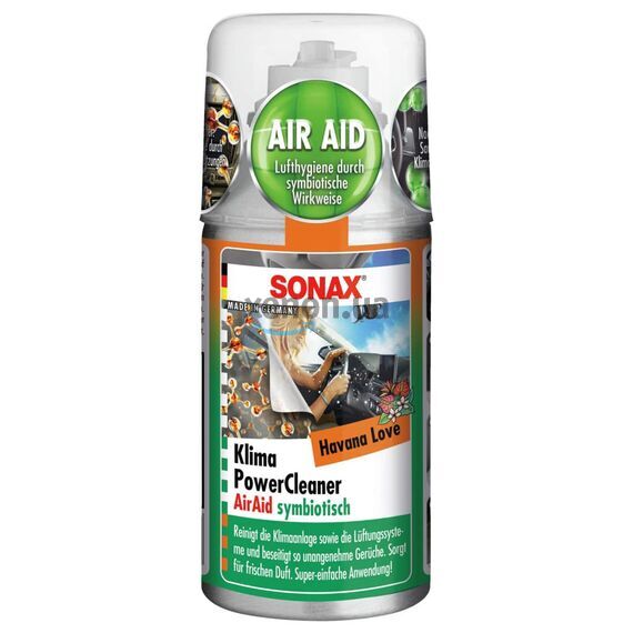 Очиститель кондиционера антибактериальный с ароматом Havana Love SONAX Klima Power Cleaner AirAid, 100 мл (323800), изображение 2 Очиститель кондиционера антибактериальный с ароматом Havana Love SONAX Klima Power Cleaner AirAid, 100 мл (323800), изображение 2