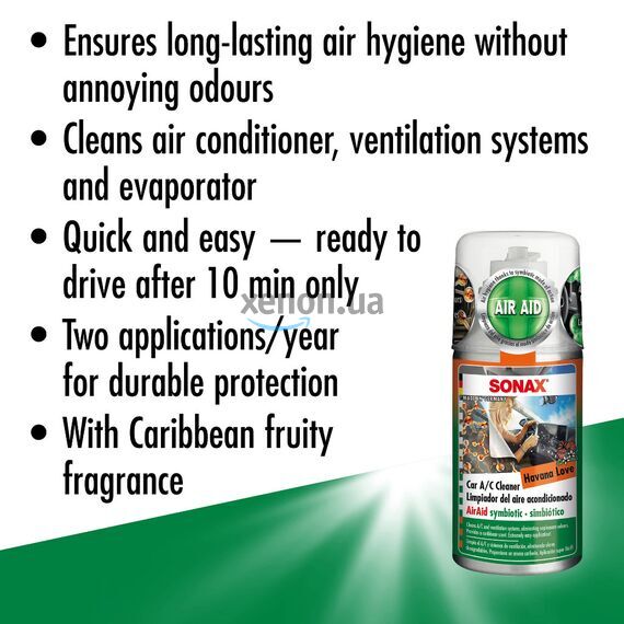 Очиститель кондиционера антибактериальный с ароматом Havana Love SONAX Klima Power Cleaner AirAid, 100 мл (323800), изображение 9 Очиститель кондиционера антибактериальный с ароматом Havana Love SONAX Klima Power Cleaner AirAid, 100 мл (323800), изображение 9