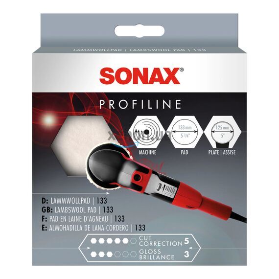 Полировальный круг SONAX PROFILINE Lammwollpad 133 (493141) – овечья шерсть, 133 мм, изображение 2