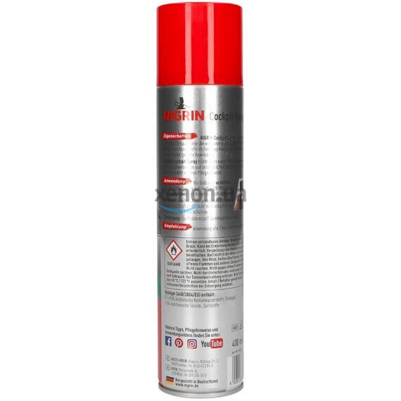 NIGRIN Cockpit-Spray Apfel пенный 45-дневный очиститель протектант для пластика морской бриз 400 мл, изображение 2