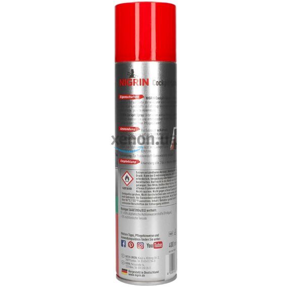 NIGRIN Cockpit-Spray Neutral пенный 45-дневный очиститель протектант для пластика нейтральный 400 мл, изображение 2