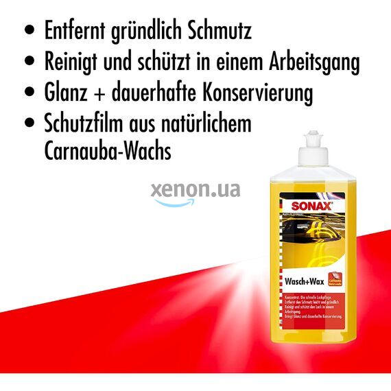 SONAX Wash & Wax автошампунь із воском 500 мл, Обʼєм: 500 мл, Запах: Без запаху, зображення 5
