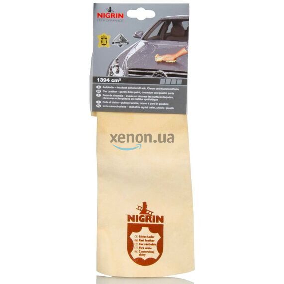 NIGRIN Autoleder L нежная салфетка из натуральной кожи для сушки авто без разводов (Германия) 1394 см2, изображение 2