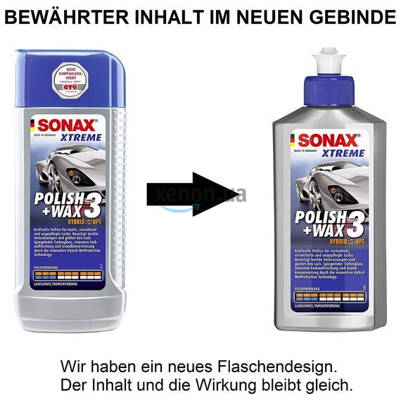 SONAX XTREME Polish + Wax 3 Hybrid NPT очищающий полироль с воском 250 мл, Объем: 250 мл, изображение 7