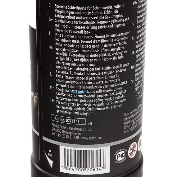 SONAX PROFILINE Headlight Polish полироль для фар 250 мл, изображение 4
