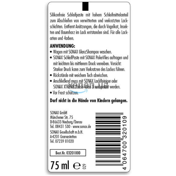 SONAX SchleifPaste универсальный антицарапин для ручного исплльзования 75 мл, изображение 6