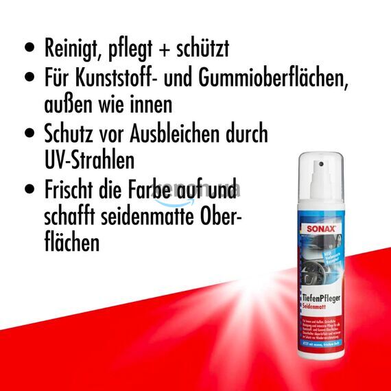 SONAX TiefenPfleger Seidenmatt полироль для пластика и резины с матовым эффектом 300 мл, изображение 7