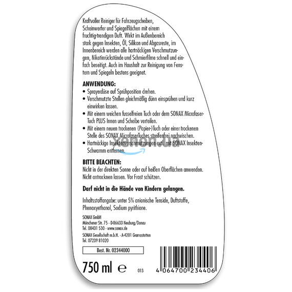 Очиститель для стекол и зеркал, 750 мл, Sonax ScheibenStar (234400), изображение 5