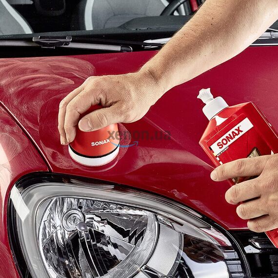 SONAX Polish +Wax Color красный полироль тефлон с воском 250 мл, Цвет: Красный, Объем: 250 мл, изображение 2