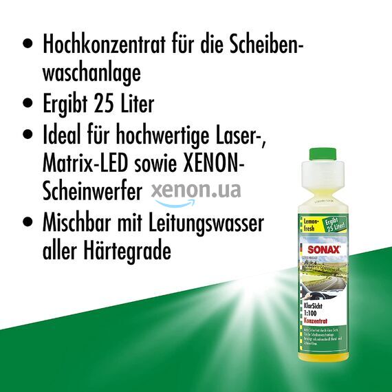 SONAX Clear View 1:100 Lemon Fresh концентрат омывателя летний (лимон) 250 мл, изображение 5