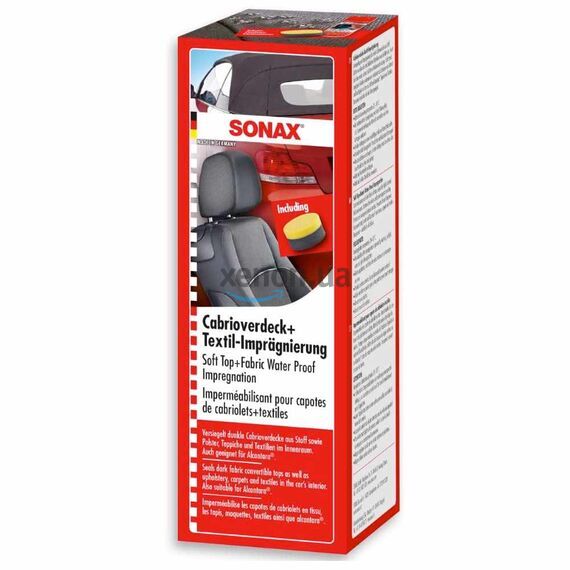 SONAX Soft Top + Fabric Water Proof Impregnation средство для защиты мягкой крыши кабриолета с аппликатором 250 мл, изображение 2