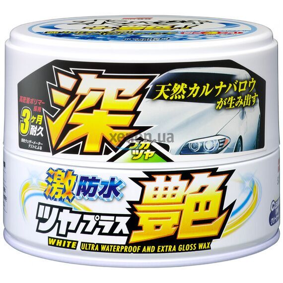 SOFT99 Water Block Wax Gloss Type White воск с гидрофобом и блеском для белых автомобилей 200 г, изображение 2