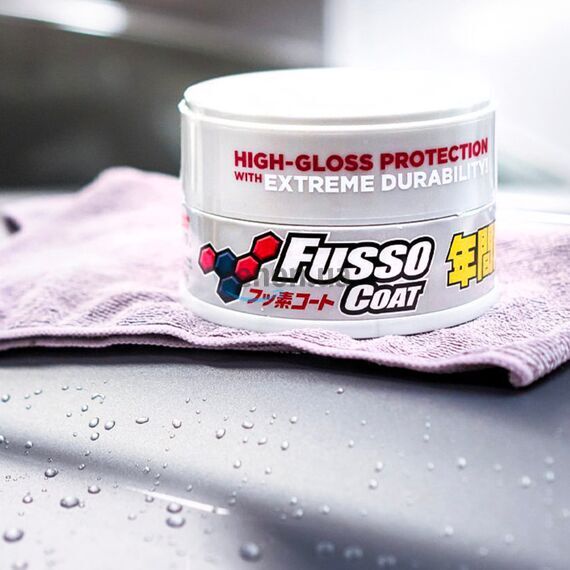 SOFT99 Fusso Coat 12 Months Protection White долговременный воск для светлых автомобилей 200 г, изображение 6
