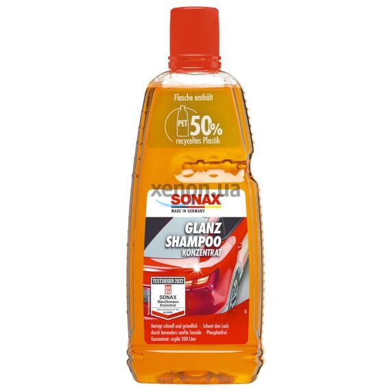 SONAX Glanz Shampoo Konzentrat автошампунь консервант с блеском 1 л, Объем: 1 л, Запах: Без запаха