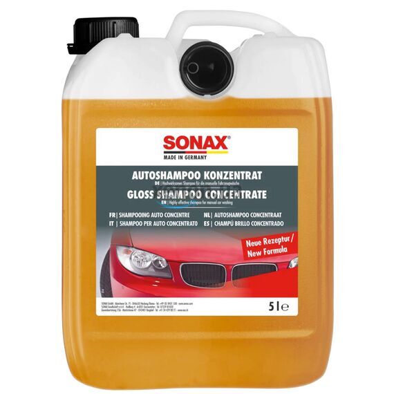 SONAX Glanz Shampoo Konzentrat автошампунь консервант с блеском 5 л, Объем: 5 л, Запах: Без запаха