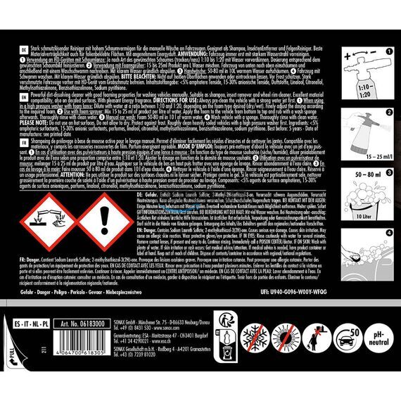 SONAX PROFILINE ActiFoam Energy активная пена очиститель 5 л, Объем: 5 л, Запах: Без запаха, изображение 7