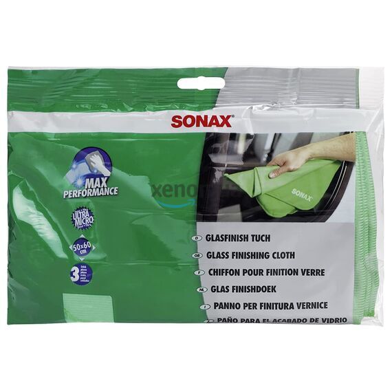 SONAX Glasfinish Tuch набір серветок з мікрофібри для скла 60х50 см 3 шт, зображення 2