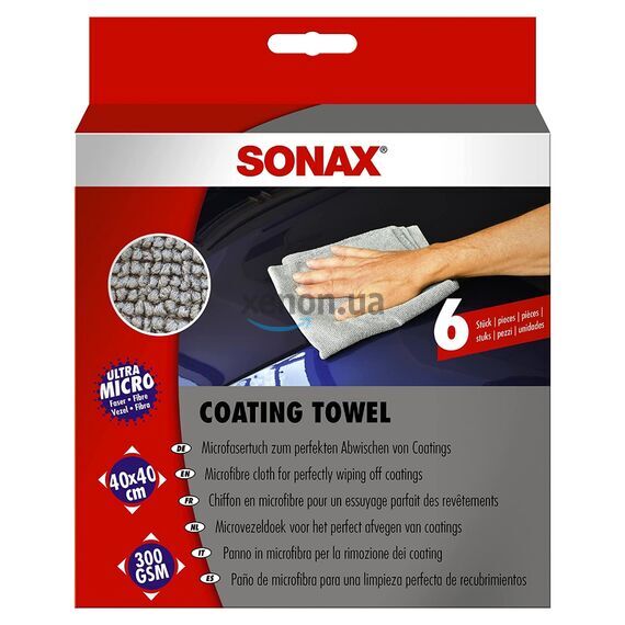 SONAX Coating Towel набор салфеток из микрофибры 40х40 см 300 gsm 6 шт, изображение 2