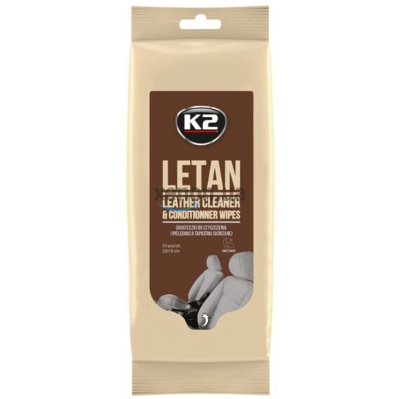 K2 LETAN Leather Wipes одноразовые салфетки для очистки кожи автомобиля 24 шт